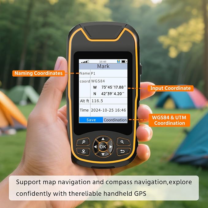 Handheld GPS for Hiking, Rugged and Waterproof Handheld GPS Navigator, 3.2" Sunlight Readable Screen, Compact Satellite Handheld GPS with USA Topo Map, Multi-GNSS Support, Extra Battery Life - Image 4