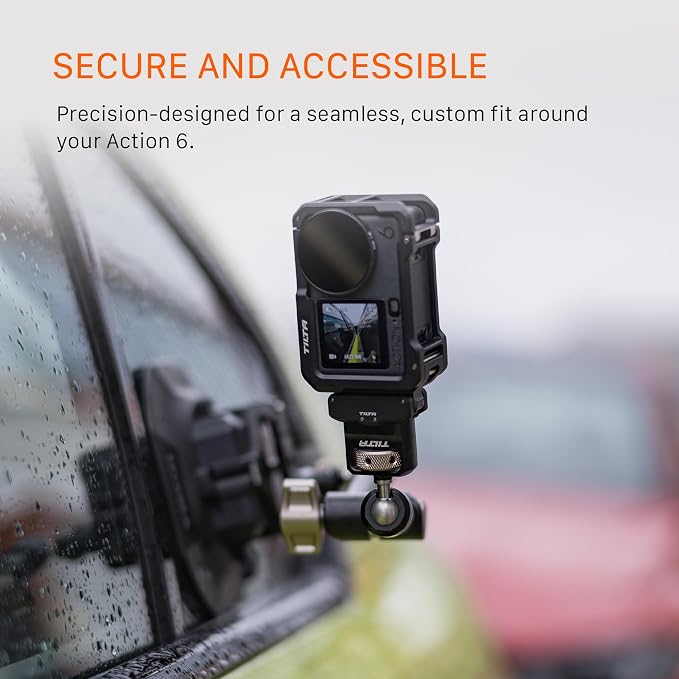 Tilta Full Camera Cage Compatible with DJI Osmo Action 6 | 1/4"-20 Thread with Locating Points | Cold Shoe Receiver | Button Extension | Battery Door & Card Slot Open Access | Black - Image 6