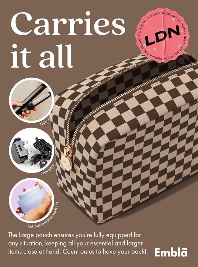 Makeup Bag for Women, Travel Cosmetic Organizer, Waterproof Toiletry Pouch | Large Nylon Cosmetic Bag with Zipper, Water-Resistant Beauty Pouch for Purse, Travel Essentials, Make up Case - Image 4