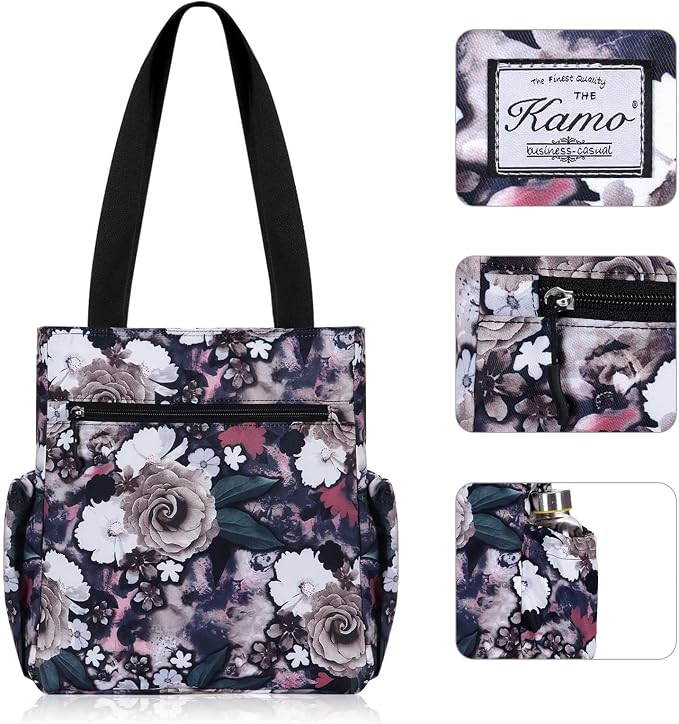 KAMO Floral Tote Bag - Waterproof Lightweight Handbags Travel Shoulder Bag for Hiking Yoga Gym Swimming Travel Beach - Image 4