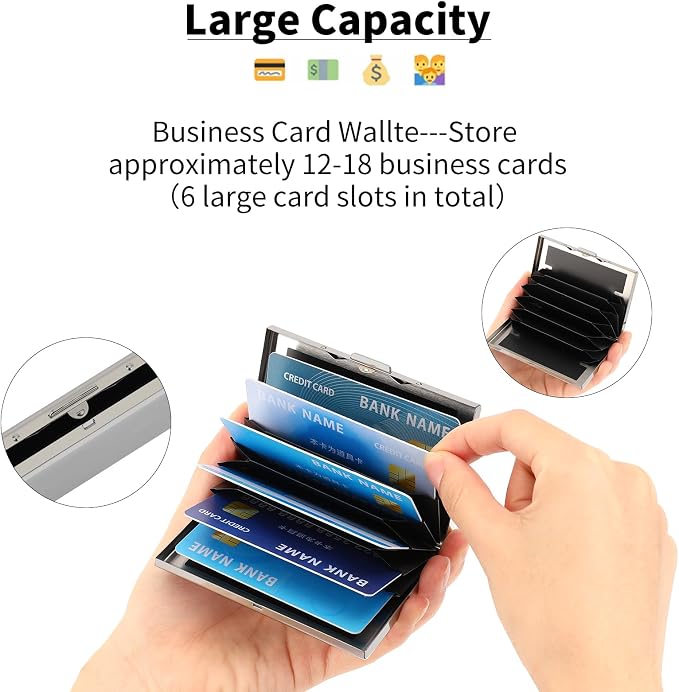 Stainless Steel Credit Card Wallet RFID Blocking Metal Case Pocket Business Card Holder for Women and Men - Image 2