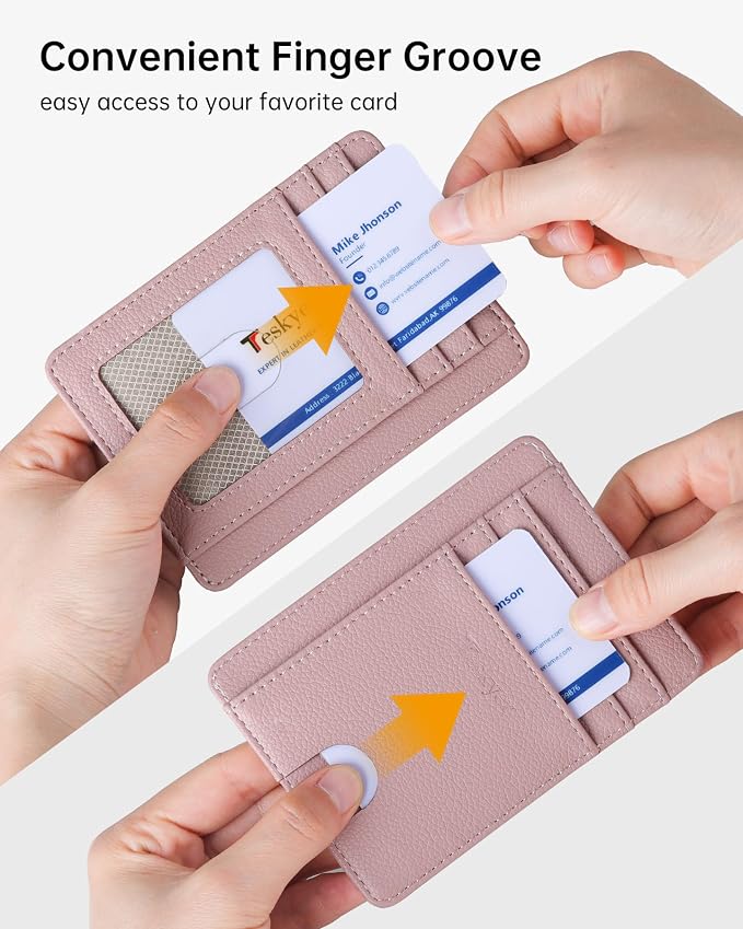 Teskyer Slim Minimalist Wallet for Men, RFID Front Pocket Card Holder | Ultra Slim Front Pocket Design, 8 Card Slots, RFID Protection, Smooth Faux Leather for Everyday Carry - Image 5