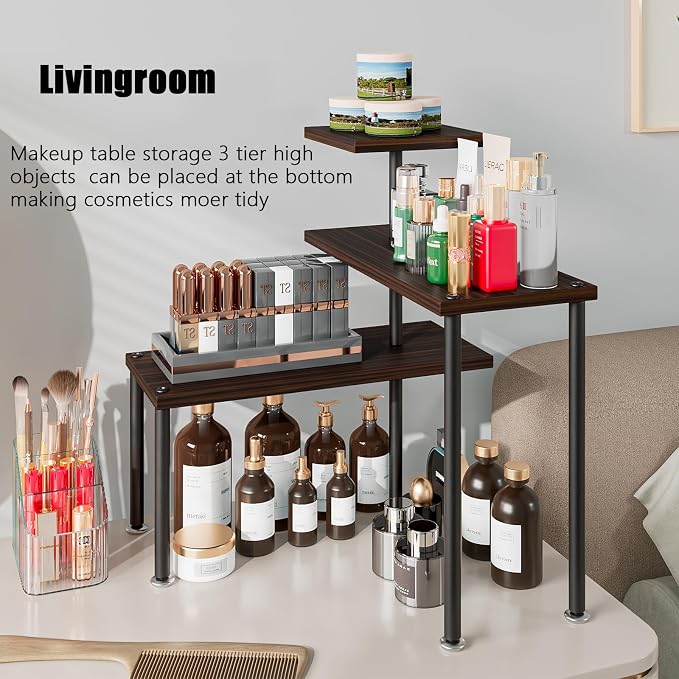 3 Tier Adjustable Countertop Organizer Corner Shelf | Countertop Organizer and Storage Rack for Kitchen, Bathroom, Over Sink, Coffee Bar, Spice Rack, Dresser Table - Image 5