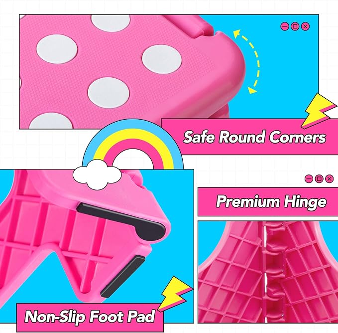 Delxo Folding Step Stool 11 Inch,300 Lbs Step Stool for Kids & Adults Pink | Foldable Step Stool 11",Non-Slip Foot Stools with Handle,Lightweight Collapsible stools for Kitchen,Bathroom,Bedroom,Garden - Image 6