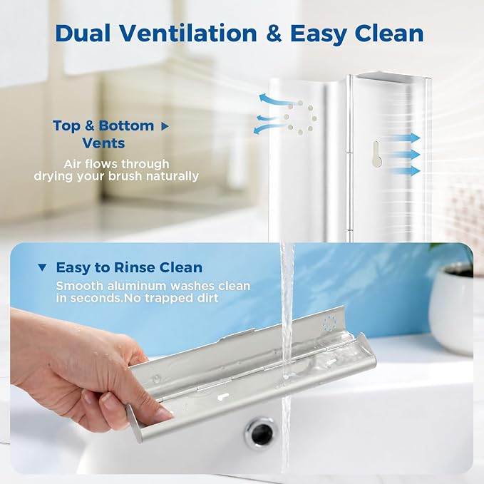 Toothbrush Travel Case Aluminum, Portable Toothbrush Holders Travel, Manual Toothbrush Case Container for Traveling, Bathroom, Camping, Business Trip-1Pack Silver - Image 4