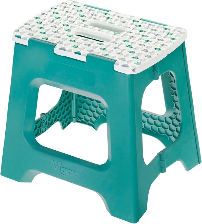 Vigar Compact Step Stool Foldable, 12-1/2-inch, Geometric | For Adults up to 330 Pound, Lightweight Stool, Non-Slip Folding Design, Compact Step Stool by VIGAR
