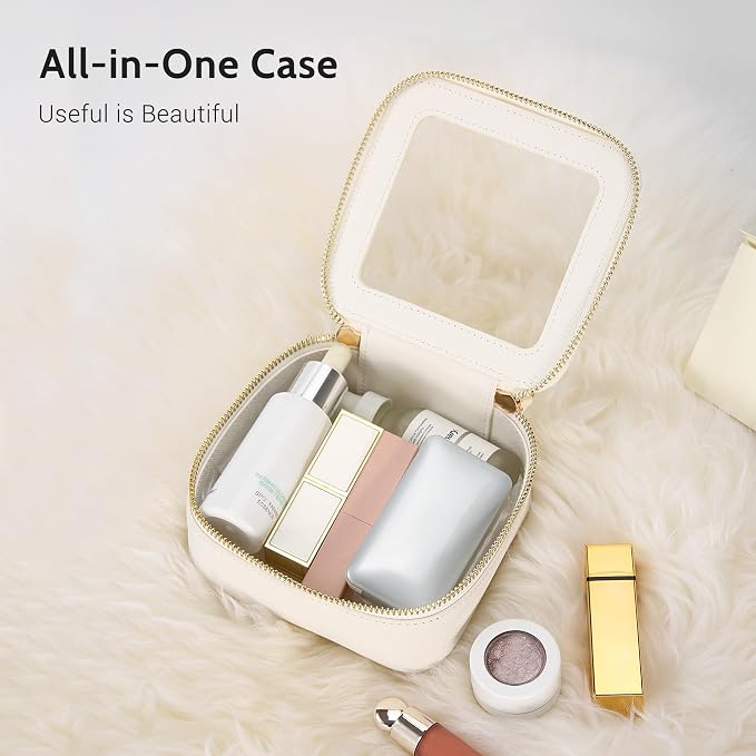 Aveniee Clear Makeup Bag Small, Mini Travel Toiletry Bag Cosmetic Bags Organizer, TSA Approved Clear Makeup Case Pouch with Zipper, Car Essentials for Women Men,White - Image 2