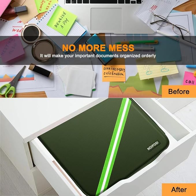 5200℉ Fireproof Document Box with Lock 8 Layers Water Resistant | Home ,Travel ,Strong, Fireproof Safe Storage Document Storage Organizer for Important Documents and File,Green - Image 7