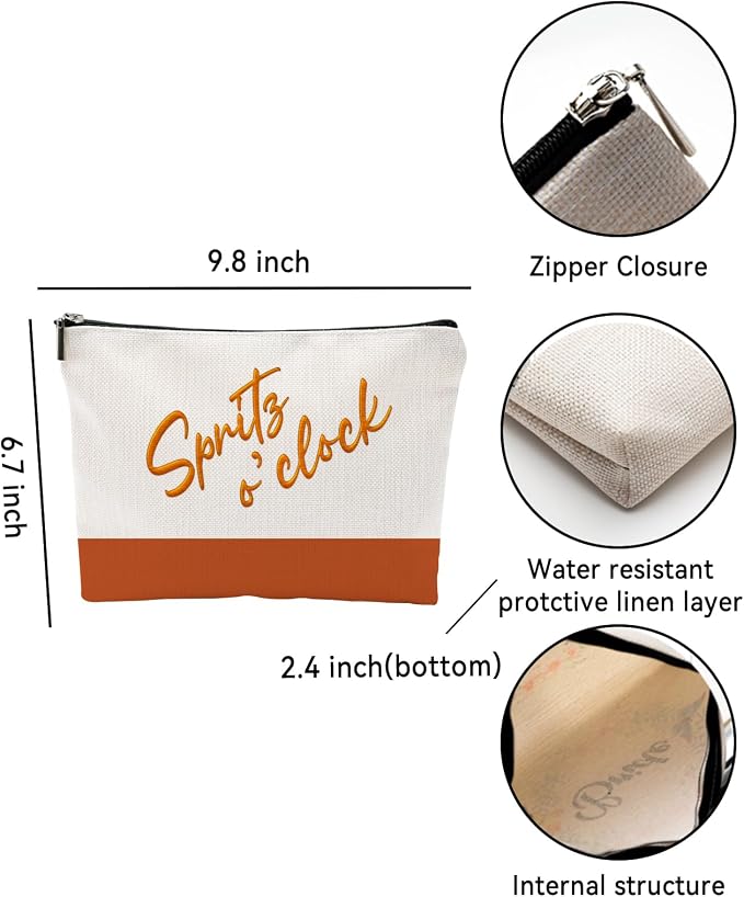 ZUYUROU Funny Makeup Bag for Women - Spritz o'clock Cocktail Lover Gift - Italian Summer Vacation Travel Pouch - Trendy Orange Color Block Toiletry Organizer for Bachelorette Party & Bridesmaids - Image 2