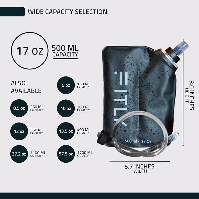 FITLY Soft Flask - Shrink As You Drink Soft Water Bottle for Hydration Pack - Folding Water Bottle Ideal for Running, Hiking, Cycling, Climbing & Rigorous Activity - Image 2