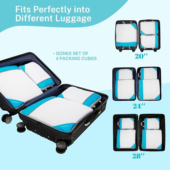 Gonex Compression Packing Cubes for Travel, Mesh Bags Luggage Organizers | Set of 4/5/6/7/10 for Essentials, Extensible, Fits 20"Carry-on Suitcases, See-through Mesh, Double Zipper Compression - Image 5