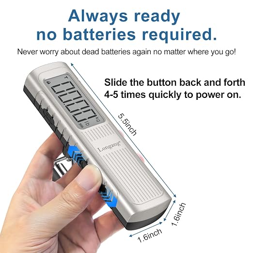 Battery-Free Digital Luggage Scale, 110lbs/50kg Portable Handheld Hanging Scale for Luggages, Suitcases, Backpacks & Bags, Easy Weighing for Travel, No Need Batteries (Champagne) - Image 3