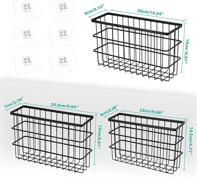 Sinnsally 3 Pack Cabinet Door Organizer,Self Adhesive Lid Organizers Inside Cabinet Storage Boxes,Hanging Storage Basket Organizer Wall Mounted Pantry Caddy Cup Holder for Kitchen,Fridge,Bathroom - Image 2
