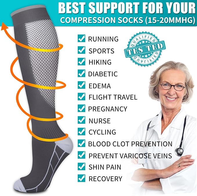 Copper Compression Socks for Women & Men (6 pairs) - Best Support for Nurses, Running, Hiking, Recovery - Image 5