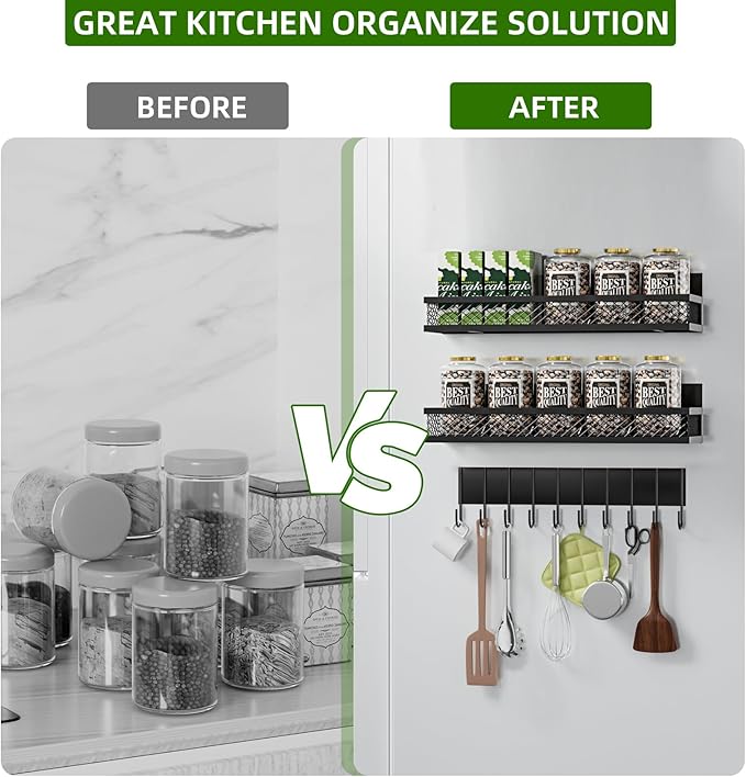 Magnetic Spice Rack for Refrigerator, 3 Pack Magnetic Shelf for Refrigerator, Movable Magnetic Basket is Used for Side Storage in Ovens, Microwaves, or Washing Machines - Image 5