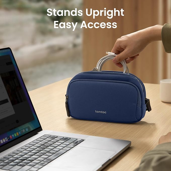 tomtoc Electronic Organizer Travel Case, Water Resistant Dual Compartment Tech Pouch Cable Organization Storage Bag for Charger, Cord, Phone, Hard Drive, Power Bank, Accessories Travel Essentials | Water Resistant Cable Pouch Storage Bag for Charger, C... - Image 3