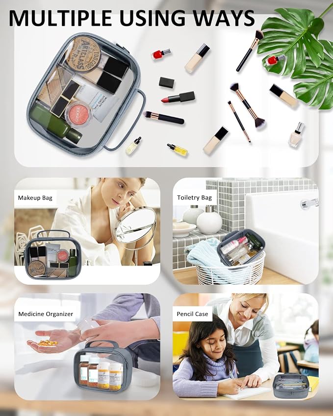 Moyad TSA Approved Toiletry Bag Clear Quart Size Travel Bags Makeup Bag | Large Opening, for Men and Women, Carry on Airline Compliant, Transparent Liquids Pouch, Grey - Image 5