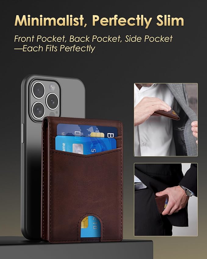 QLD Wallet for Men - RFID Blocking [Functional & Practical] Bifold Slim Minimalist Credit Card Holder Pop Up Metal Case with Cash Slot, Front Pocket with ID Window, Gift Boxed - Image 3