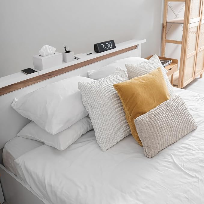 Hoteam 4 Pcs Headboard Shelf No-Screws Dorm Bed Shelf Self Adhesive White Dorm Headboard Storage with Acrylic Double Sided Tape Over Bed Organizer for Flat Top Headboards Home Bedroom Renter - Image 5