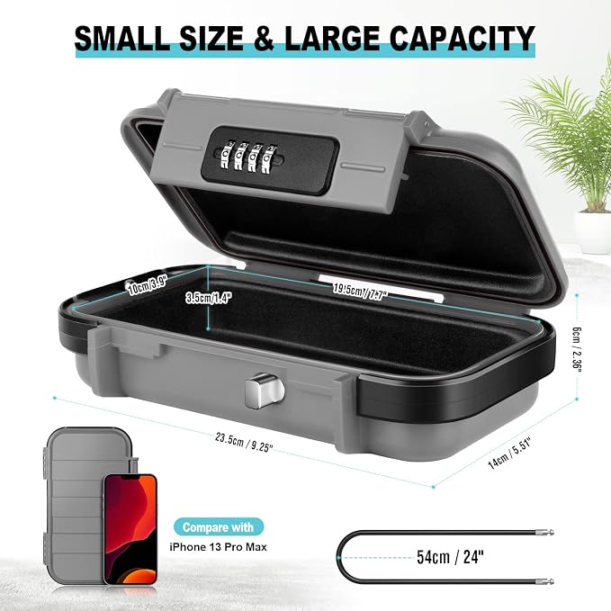 BKNOOU Portable Travel Safe with Removable Chain, Anti-Theft Beach Safe Box, Waterproof Combination Lock Box for Travel, Dorm, Beach, Hotel, Car, Home, Office - Image 4