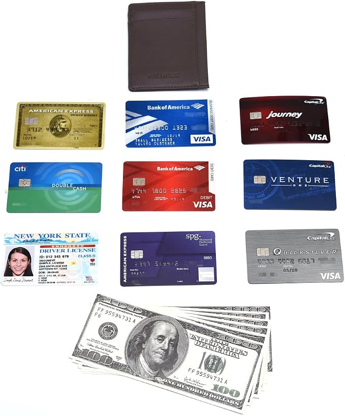 KALMORE womens Credit Holder Genuine Leather Slim Minimalist Card Case Wallet, Black With Id Window - Image 7
