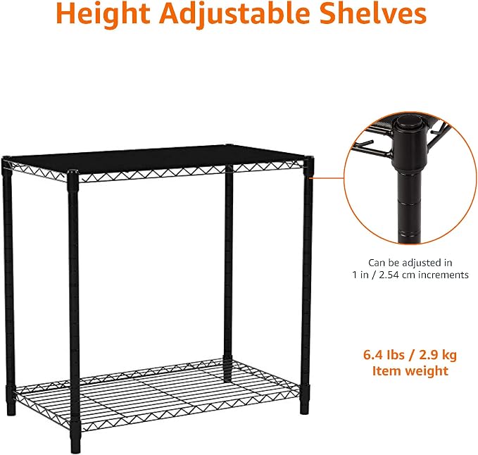 Amazon Basics 2-Shelf Stackable Storage, 13.3" D x 23.2" W x 22.2" H, Black - Image 6