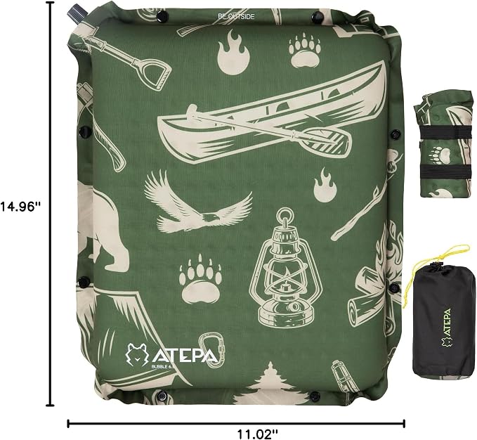 ATEPA Inflatable Seat Cushion | 2" & 2.5" Foam Core Seat Pad, Self Inflating, Compact, Stadium, Airplane, Travel, Camping, Hiking, Sports events - Image 9