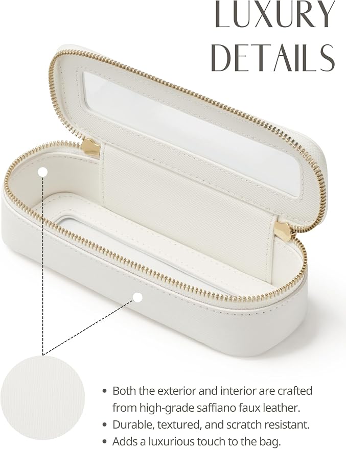 Slim Makeup Brush Bag Travel Clear Toiletry Bag for Women Cute White Make Up Bag for Traveling Cosmetic Bag Organizer Waterproof Tansparent Beauty Makeup Case - Image 6