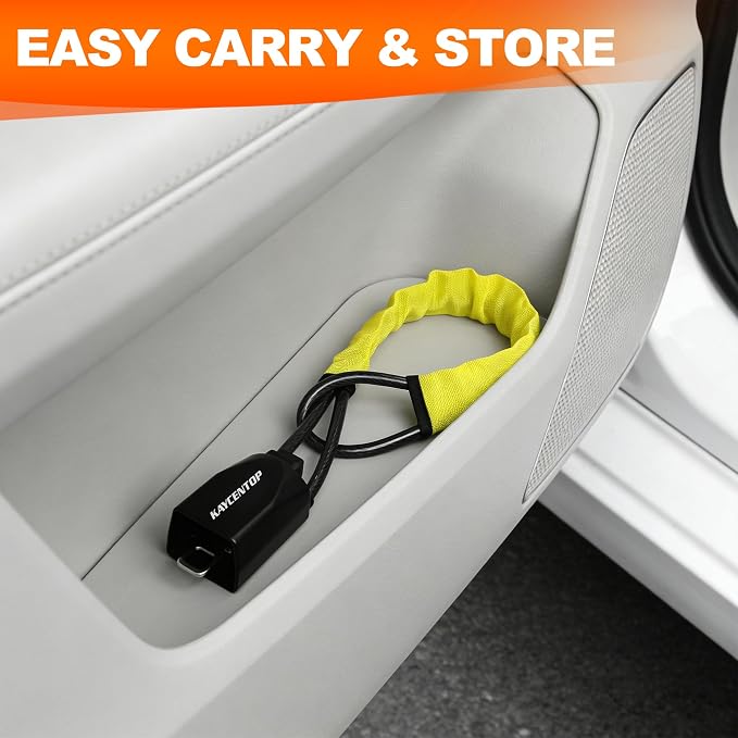 KAYCENTOP Car Steering Wheel Lock, Seat Belt Lock, Anti-Theft Device, Max 17 Inch Length, Small and Light-Weight, Multi-Functional, Fit Most Vehicle, SUV, Golf Cart Security (Yellow) - Image 8