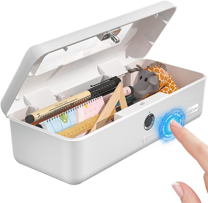 AICase Biometric Fingerprint Storage Box Money Jewelry Safe Multifunction Cash Office College School Gift for Adults Teens Girls Boys by AICase