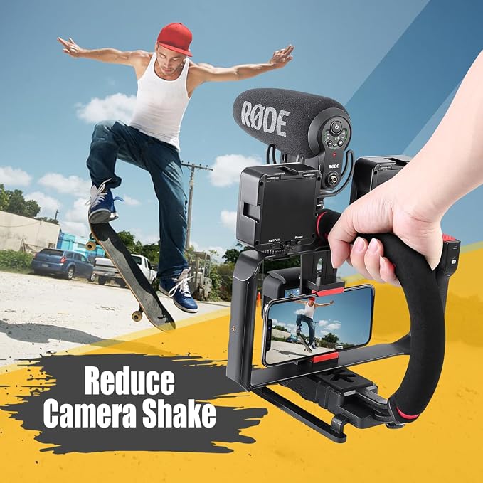 Zeadio Camera Stabilizer Kits, with Smartphone Video Cage Rig and LED Video Light for All Camera Action Camera DSLR Smartphone - Image 2