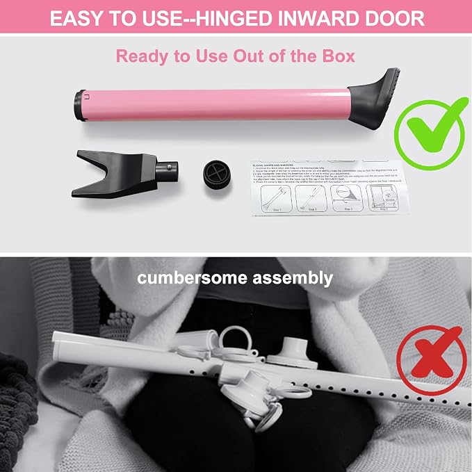 Rerishom 2 Pack Door Security Bar, Heavy Duty Door Stopper Jammer, Pink | Locking Security Bar for Door, Adjustable Home Security Barricade for Apartment, Hotel Room and Screen Door - Image 8