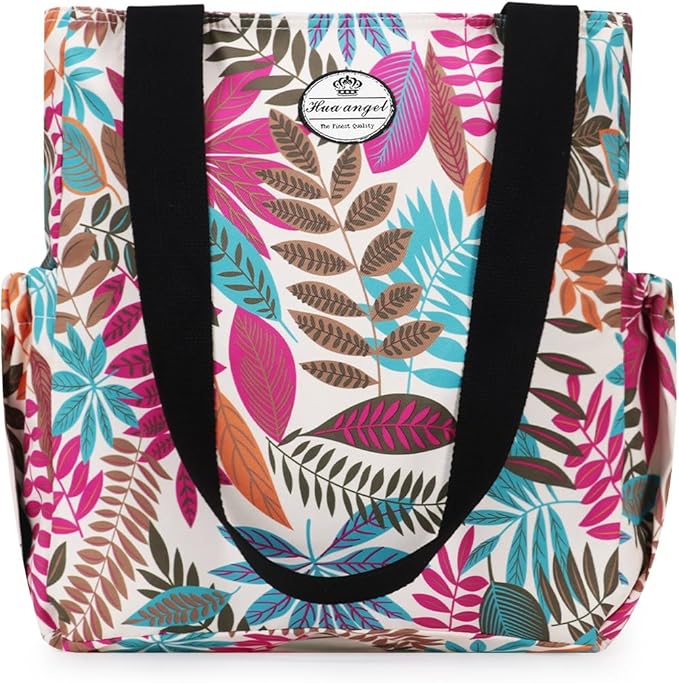 HUA ANGEL Floral Tote Bag - Casual Shoulder Bag Daily Tote Bag with Zipper Gym Travel Shopping Work Handbag for Women - Image 8