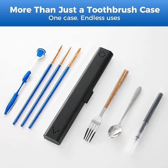 Toothbrush Travel Case Aluminum, Portable Toothbrush Holders Travel, Manual Toothbrush Case Container for Traveling, Bathroom, Camping, Business Trip-1Pack Black - Image 7