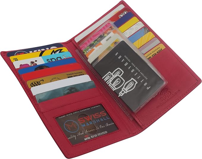 Marshal Bifold Leather RFID Blocking Wallet For Men & Women | Genuine Leather Holder With 19 Slots, 2 Bill Compartments & ID Window | For Credit/Debit Cards, Money & More (CN Pink) - Image 2