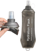 500ml Soft Flask, Shrink As You Drink Collapsible Water Bottles for Running Vest & Hydration Pack, BPA-Free Leak-Proof TPU Folding Bottle for Hiking Cycling Climbing Jogging-Grey by TACVEL