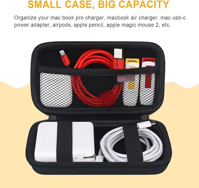 BOVKE Travel Cable Organizer Bag Electronics Accessories Case Portable Travel Gadget Bag for USB Flash Drive, Adapter, Charging Cable, Charger, SD Card, Earbuds, Small Power Bank, Black+Inside Black - Image 2
