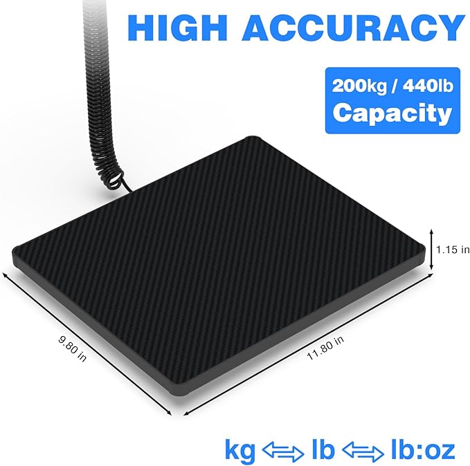 Shipping Scale 440LB/10g Accuracy, Postal Scale for Packages | with Hold and Tare Funtion, Digital Postage Scale for Luggage Warehouse Market & Home Use - Image 3