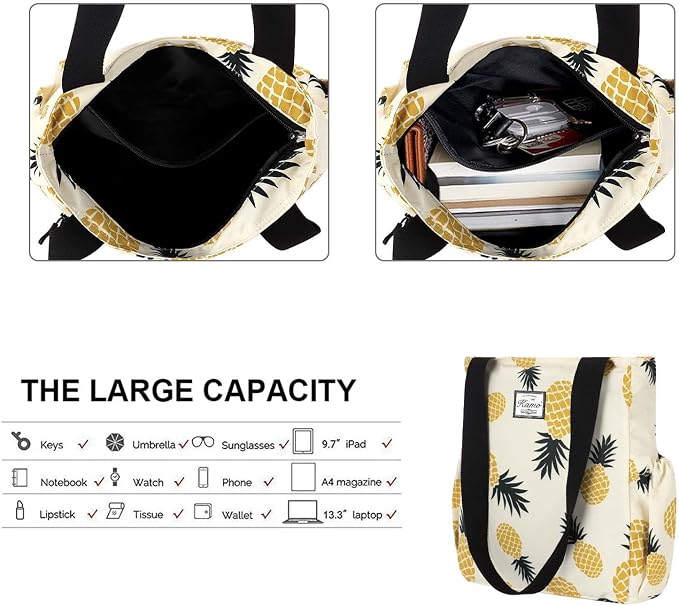 KAMO Floral Tote Bag - Waterproof Lightweight Handbags Travel Shoulder Bag for Hiking Yoga Gym Swimming Travel Beach - Image 5
