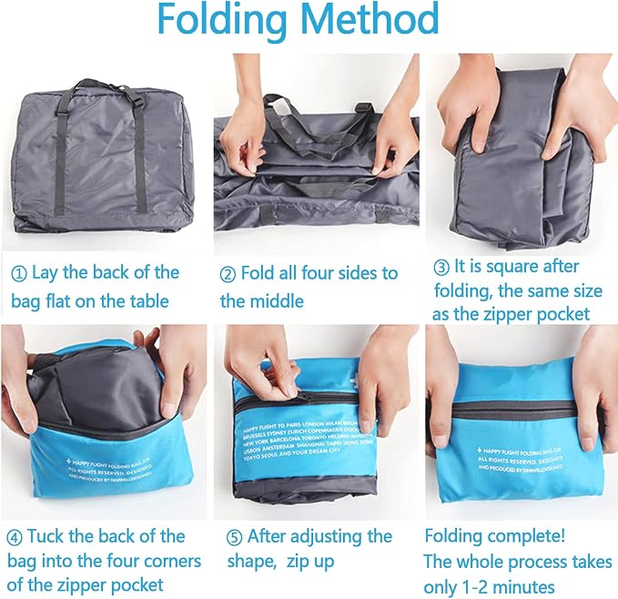 INVODA Travel Bag 24 PCS Foldable Duffle for Women and Men Lightweight Luggage Bag Personal Item Bag for Airlines Weekender Overnight Tote Carry on (24PCS) - Image 6