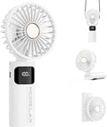 Portable Handheld Fan, USB Rechargeable Foldable Mini Personal Fan, 5200mAh, 180 Adjustable, 6 Speed Wind, 3 IN 1 Hand Cooling Desk Fan with LED Display for Home Office School Outdoor Travel, White by Jancane