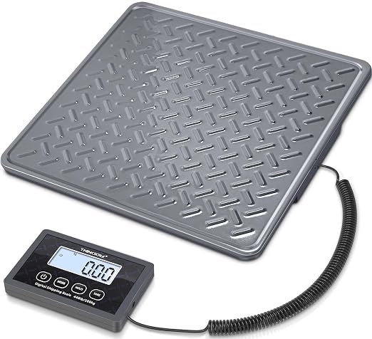 THINKSCALE Shipping Scale, 440 lb x 1 oz Heavy Duty Digital Postal Scale | Alloy Steel Platform with Hold, Tare & Backlit LCD, Package & Luggage Scale, Battery & AC Adapter Included by THINKSCALE