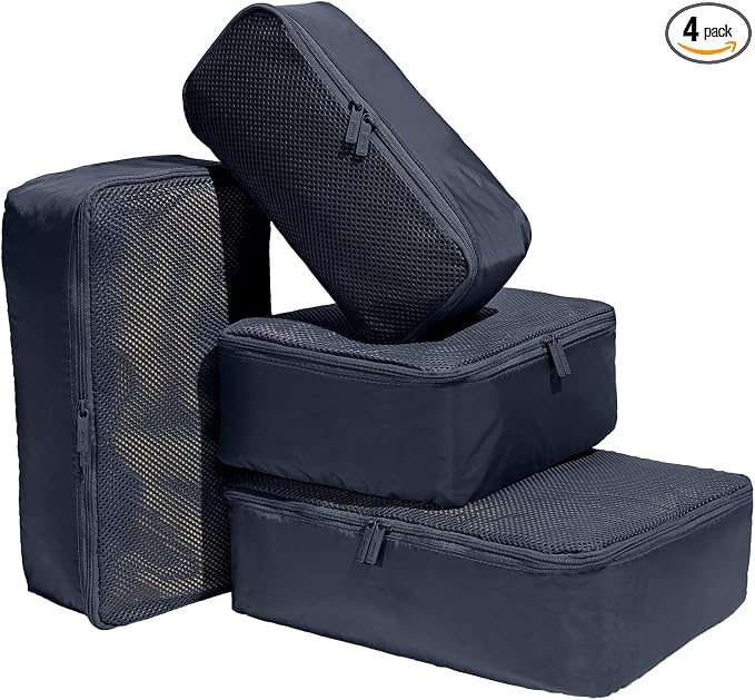 Away Insider Packing Cubes Set of 4, Lightweight Travel Luggage Organizers | 4-Piece Packing Cube Set for Suitcases, Carry-On Bags & Luggage, Lightweight Travel Organizers for Packing, Navy Blue by Unknown