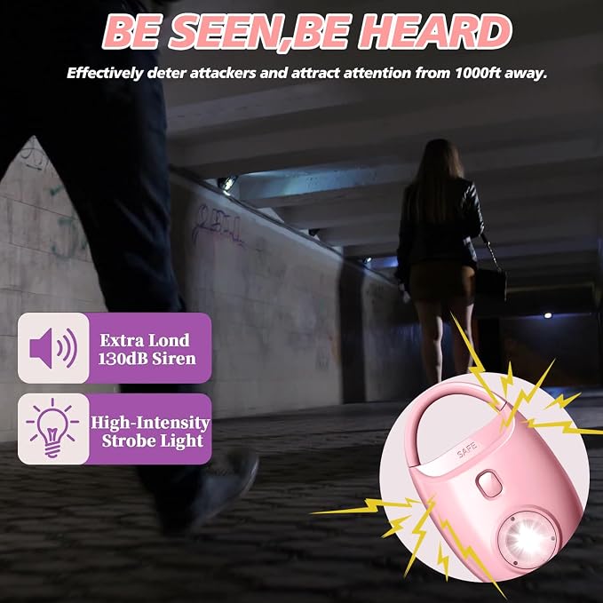 Safe Sound Personal Alarm, 130dB Loud Siren, Emergency Self-Defense Security Keychain with Strobe LED Light, Personal Sound Safety Siren for Women, Men, Children, Elderly - Image 2