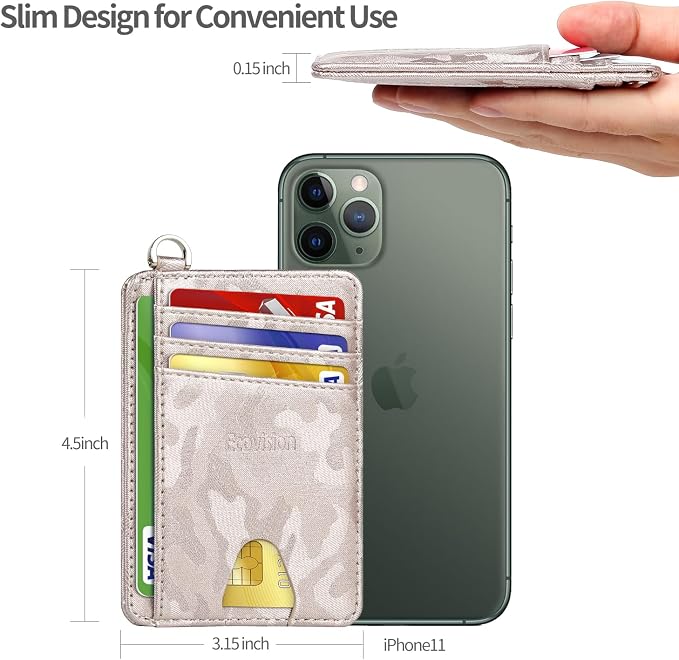 Slim Minimalist Front Pocket Wallet, RFID Blocking Credit Card Holder Wallet with Detachable D-Shackle for Men Women - Image 7