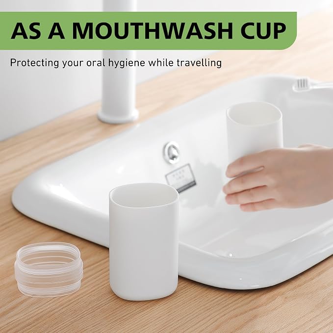 Baluca Travel Toothbrush Case, Portable Tooth Brush Holder and Toothpaste Cover Container with Mouthwash Cup, Compact Oral Clean Tools Organizer for Traveling/Camping/School/Home (White, Extra Large) - Image 3
