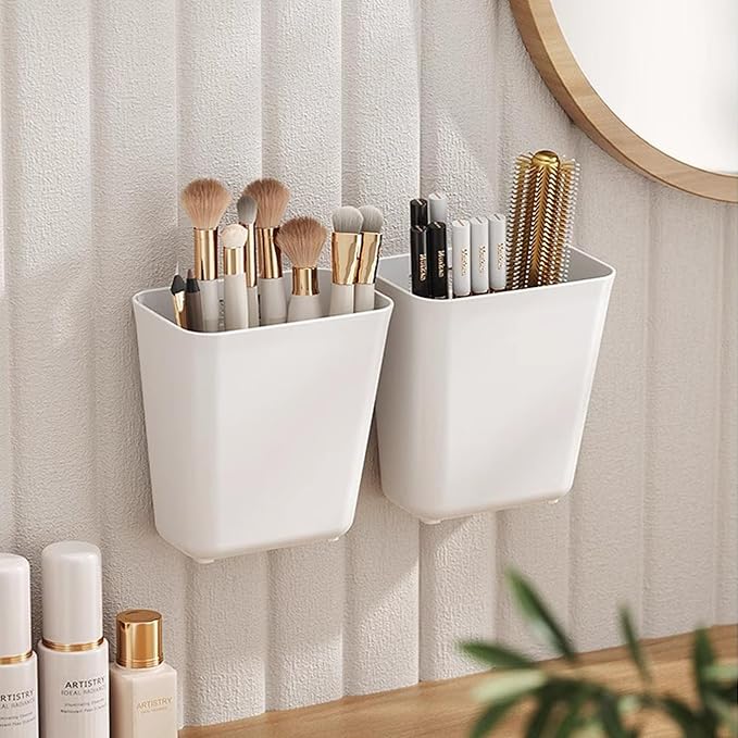 4 Pack Cabinet Door Organizer, Self Adhesive Wall Mount Storage Bins, No Drilling Food Grade ABS plastic for Kitchen, Bathroom, Refrigerator, Wardrobe, Under Sink, Desktop Sundries - Image 4