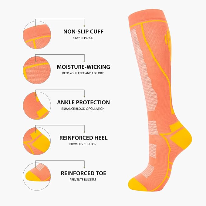 hello momoya Compression Socks for Women Men Circulation Knee High 8 Pairs for Nurses, Running, Travel, Athletic - Image 5