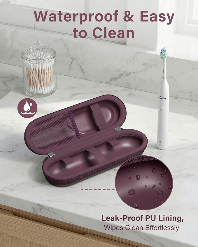 ProCase Toothbrush Travel Case for Oral-B/Oral-B Pro 1000 1500 5000 7000 7500 6000 9600/Philips Sonicare 4100 5100 1100 6100 5300 Oral-B iO Electric Toothbrush Portable Hard Container -Plum - Image 3