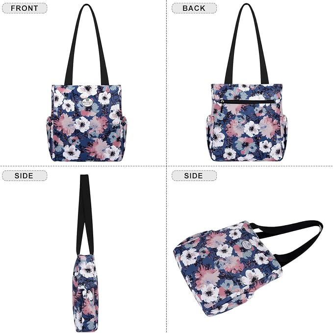 HUA ANGEL Floral Tote Bag - Casual Shoulder Bag Daily Tote Bag with Zipper Gym Travel Shopping Work Handbag for Women - Image 6